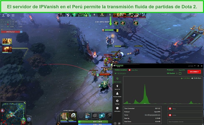 El servidor de IPVanish en el Per&uacute; permite la transmisi&oacute;n fluida de partidas de Dota 2.