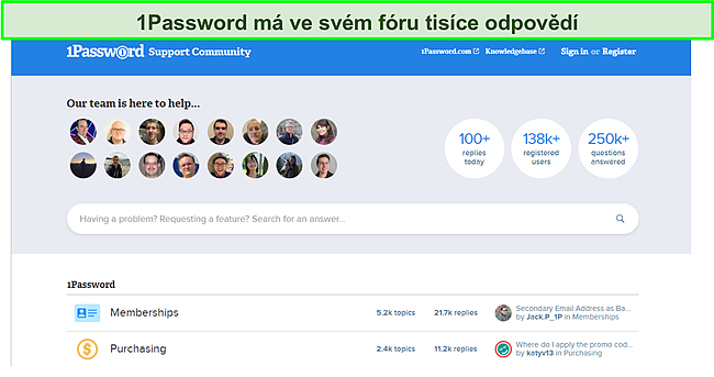 1Password nab&iacute;z&iacute; podporu komunity.