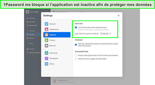 1Password vous verrouille si inactif.