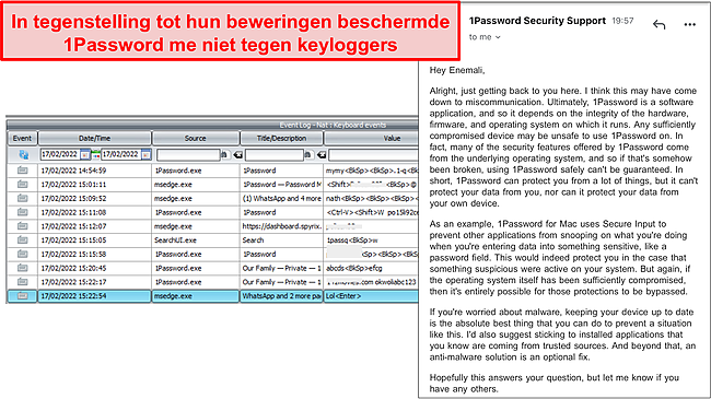 1Password Keylogger-probleem.