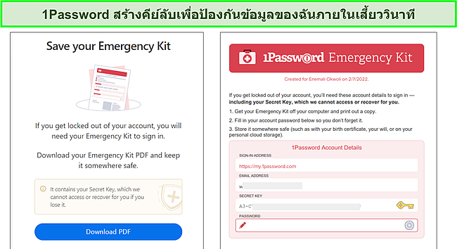 1ชุดรหัสผ่านฉุกเฉิน