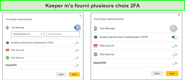 Capture d'&eacute;cran de Keeper Password Manager 2FA.