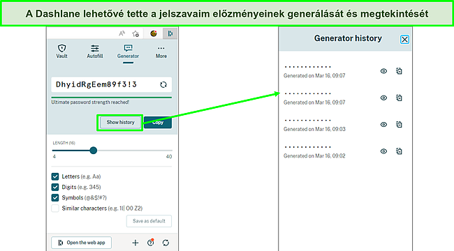K&eacute;pernyők&eacute;p a jelszavak gener&aacute;l&aacute;s&aacute;r&oacute;l a Dashlane seg&iacute;ts&eacute;g&eacute;vel.