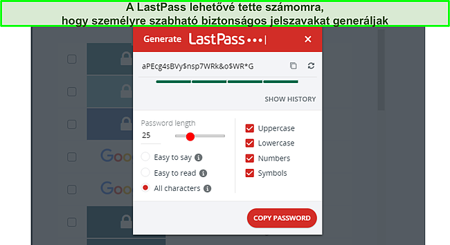 K&eacute;pernyők&eacute;p a LastPass trezorr&oacute;l.