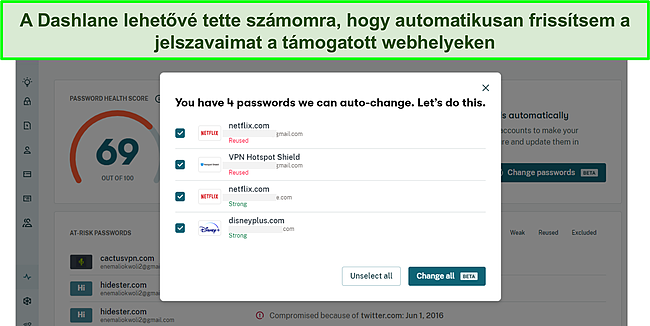 K&eacute;pernyők&eacute;p a Dashlane automatikus jelsz&oacute;v&aacute;lt&oacute;j&aacute;r&oacute;l.
