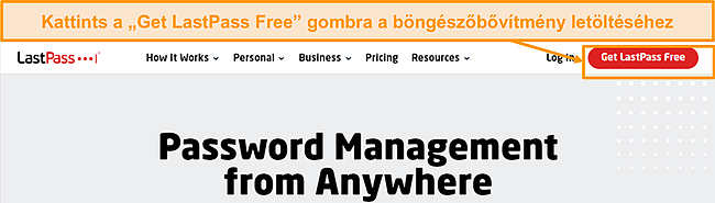 A LastPass let&ouml;lt&eacute;si linkj&eacute;nek k&eacute;pernyők&eacute;pe.