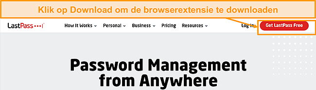 Screenshot van LastPass-downloadlink.