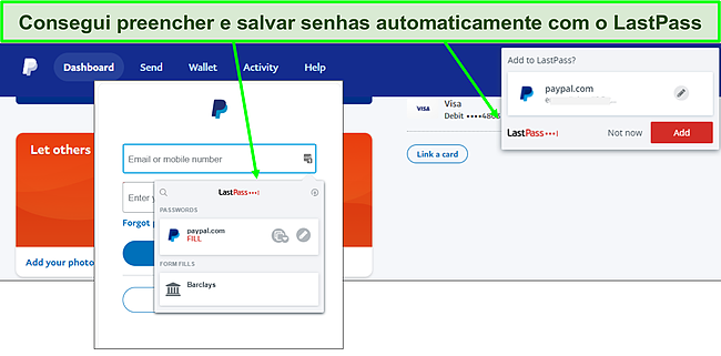 Captura de tela do recurso de preenchimento autom&aacute;tico do LastPass.