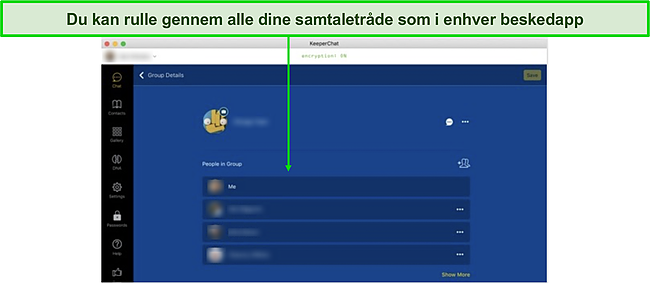 Sk&aelig;rmbillede af KeeperChats dashboard.
