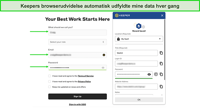 Sk&aelig;rmbillede af Keepers autoudfyldningsfunktion.