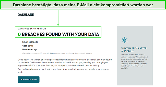Screenshot des Berichts &uuml;ber Datenschutzverletzungen von Dashlane.