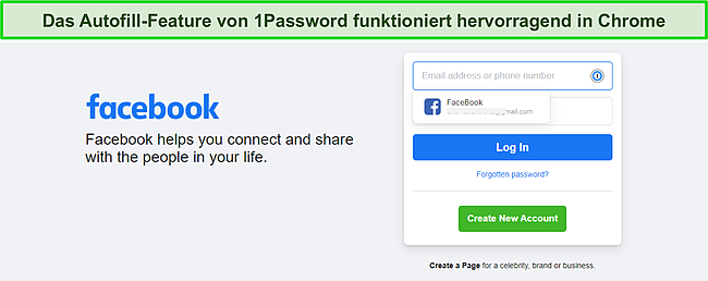 Screenshot der 1Password-Funktion zum automatischen Ausf&uuml;llen.