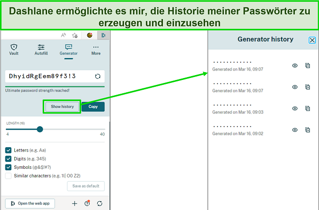 Screenshot des Dashlane-Passwortgenerators