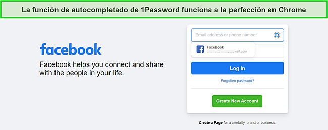 Captura de pantalla de la funci&oacute;n de autocompletar de 1Password.