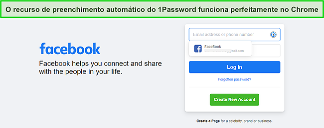 Captura de tela do recurso de preenchimento autom&aacute;tico do 1Password.