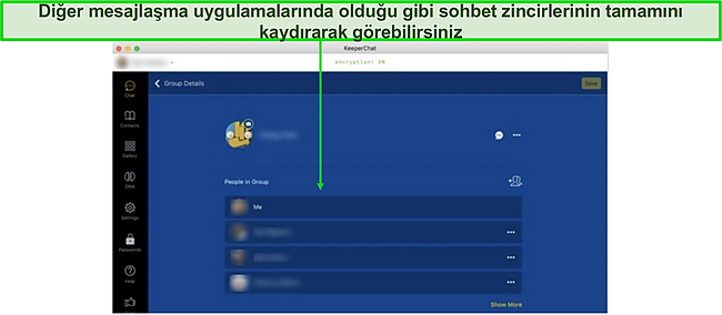 KeeperChat'in kontrol panelinin ekran g&ouml;r&uuml;nt&uuml;s&uuml;.