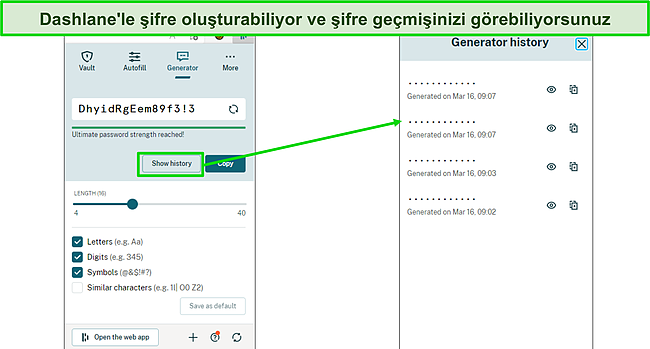Dashlane şifre &uuml;reticisinin ekran g&ouml;r&uuml;nt&uuml;s&uuml;.