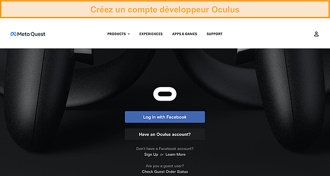 Cr&eacute;er un compte d&eacute;veloppeur Oculus.