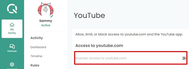 Quystodio Memblokir akses browser