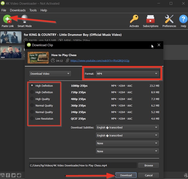 4K Video Downloader paste link screenhot