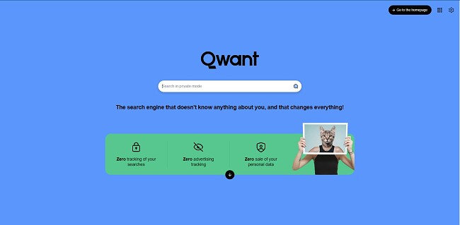 Screenshot of Qwant private search engine