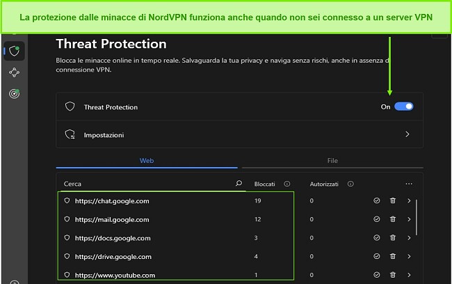 Funzionalit&agrave; di protezione dalle minacce di NordVPN