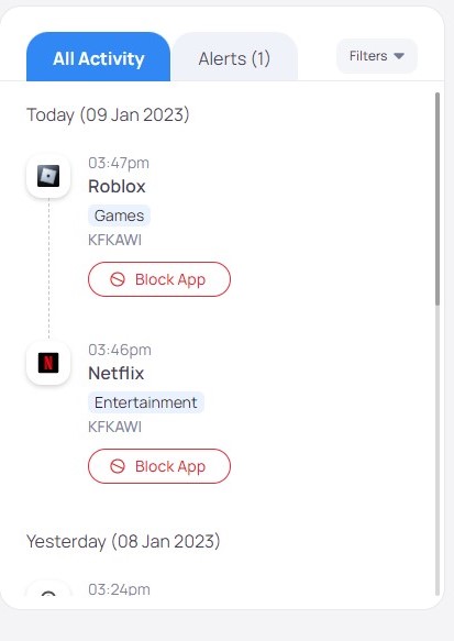 Cronolog&iacute;a de Mobicip
