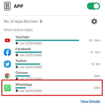Cronolog&iacute;a de actividades de la aplicaci&oacute;n Norton Family