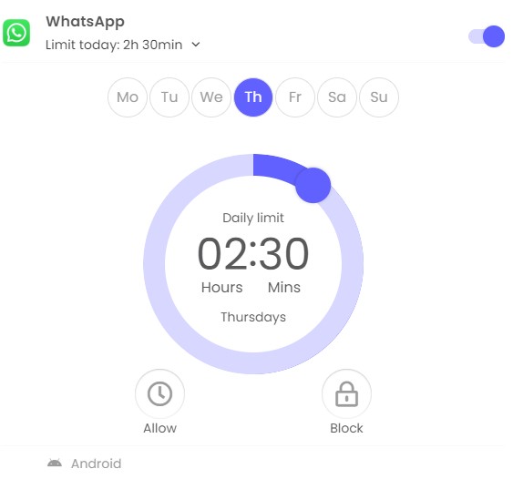 Establece l&iacute;mites de tiempo de WhatsApp con Qustodio