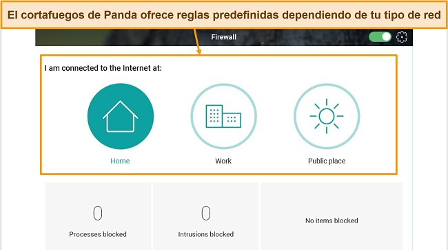 Captura de pantalla de la pesta&ntilde;a de protecci&oacute;n del cortafuegos de Panda