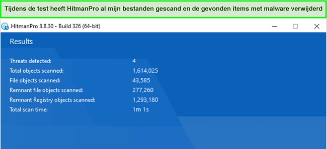 Screenshot van de scanresultaten van HitmanPro