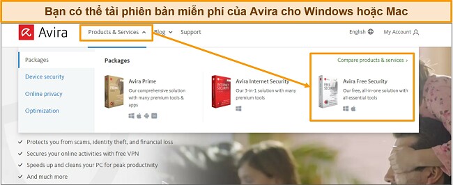 Ảnh chụp m&agrave;n h&igrave;nh n&uacute;t tải xuống miễn ph&iacute; của Avira