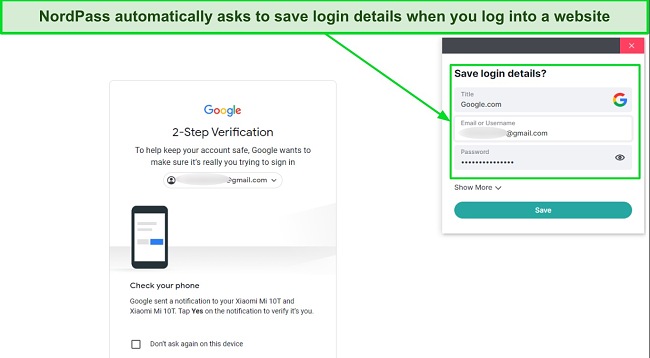 NordPass&rsquo; auto-save feature instantly captures any login details you use