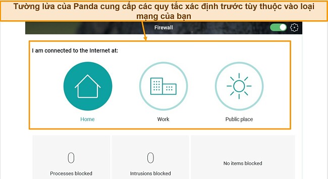 Ảnh chụp m&agrave;n h&igrave;nh tab bảo vệ tường lửa Panda