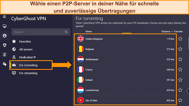 Screenshot der Windows-App von CyberGhost
