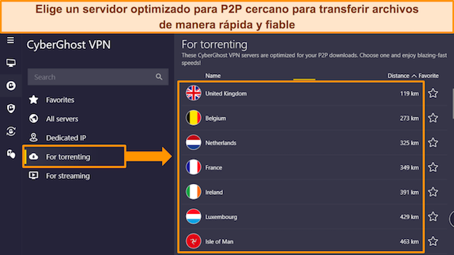 Captura de pantalla de la aplicaci&oacute;n de Windows de CyberGhost