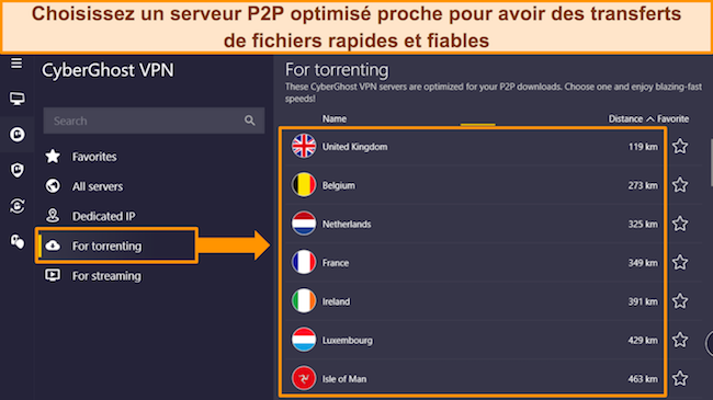 Capture d'&eacute;cran de l'application Windows de CyberGhost