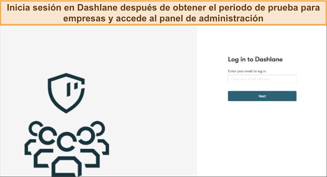 Captura de pantalla mostrando la p&aacute;gina de inicio de sesi&oacute;n de Dashlane