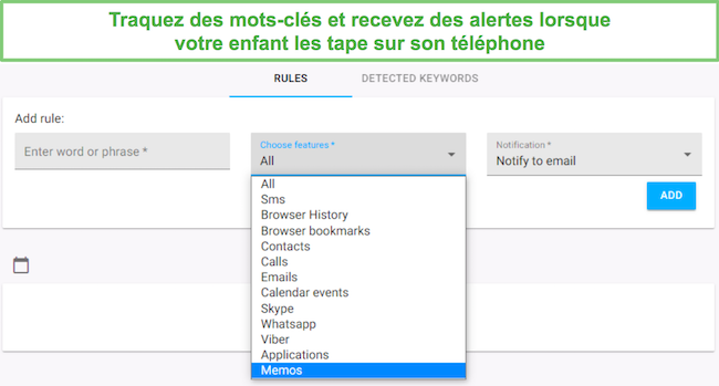 mSpy Suivre les mots-cl&eacute;s