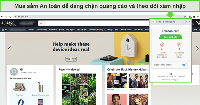 Ảnh chụp m&agrave;n h&igrave;nh tiện &iacute;ch mở rộng tr&igrave;nh duyệt Mua sắm an to&agrave;n của Avira tr&ecirc;n Google Chrome