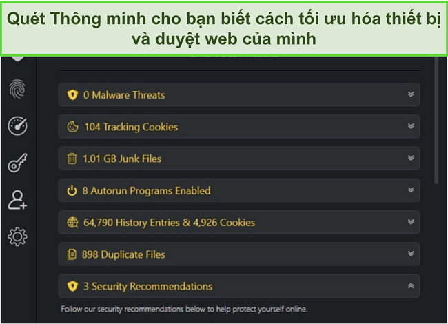 Ảnh chụp m&agrave;n h&igrave;nh kết quả Qu&eacute;t th&ocirc;ng minh của TotalAV