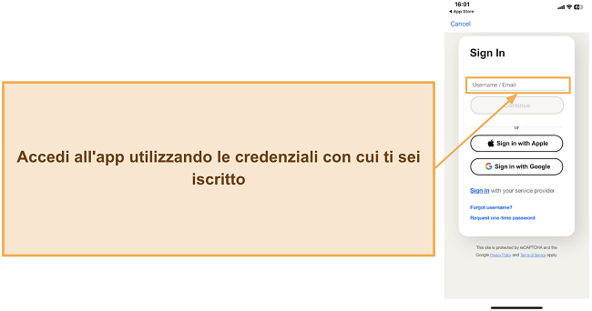 Screenshot che mostra come accedere all'app mobile di Norton